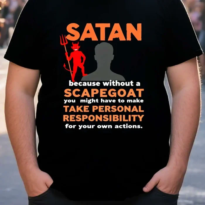Men's Plus Size Graphic T-Shirt Satan Quote Devil Horns Design Gothic Statement Tee Breathable Crew Neck Shirt