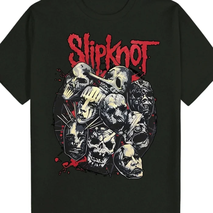 Slipknot Tee Black Polyester Mens Slipknot Graphic Tee Casual TShirt with Skull Design Round Neck Machine Washable for Summer