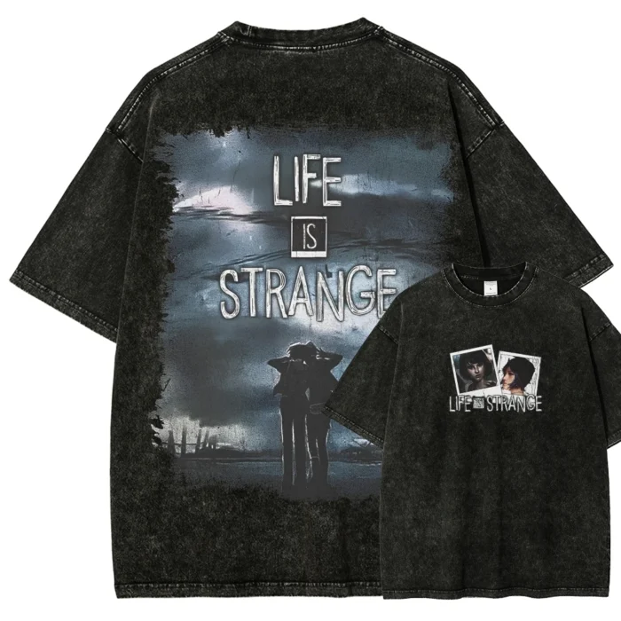 Life Is Strange Washed T-shirt Oversized Unisex Year round clothing personality Clothes Streetwear Trendy Y2k Short Sleeves soft