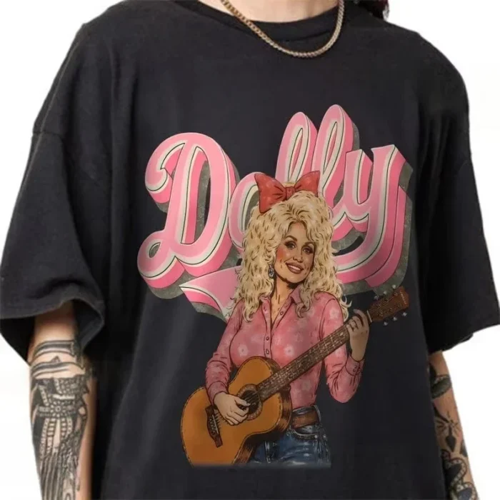 Dolly Parton T Shirt Unisex Camiseta Cotton Pink Country Music Cowgirl Graphic TeeWestern Graphic T Shirts for Women Casual Tee