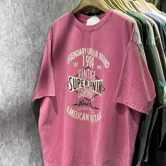 Summer Vintage Waed Oversize T-irt ort Sve Print Cotton Loose Fit Ladies' T-irt Retro Sle Cotton 00%